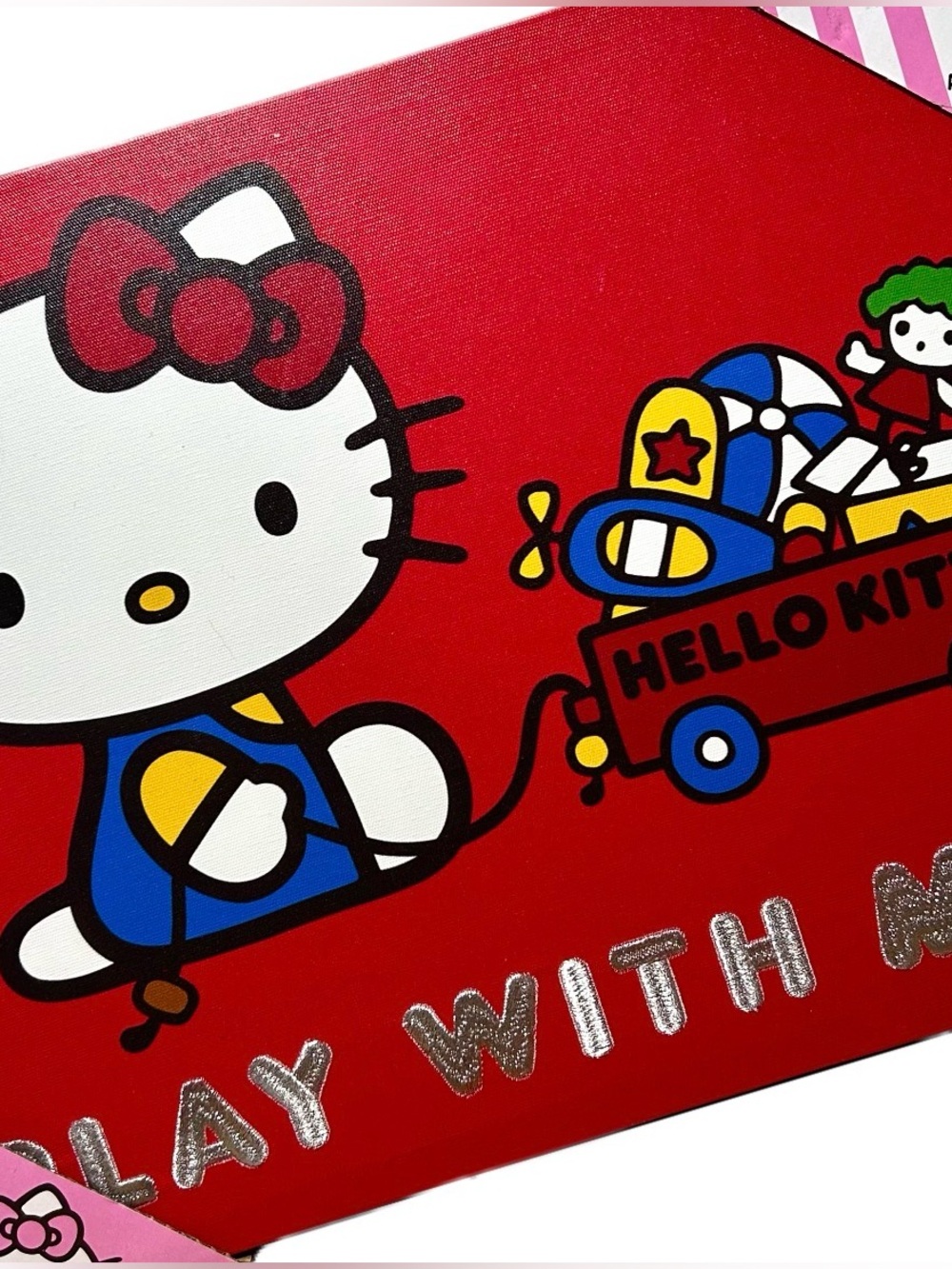 Hello Kitty Red Canvas Art with Blue and Yellow Accents